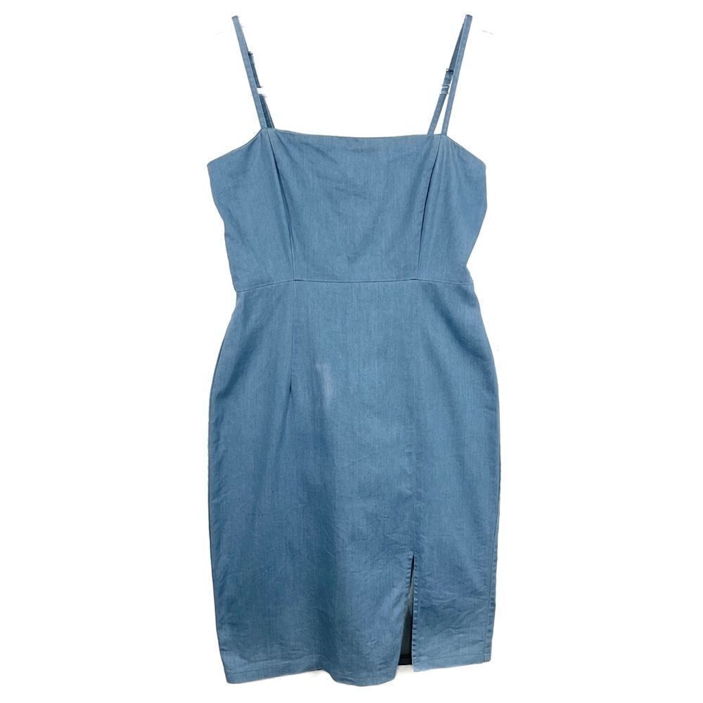 Lulus Blue Chambray Sleeveless Mini Dress Small